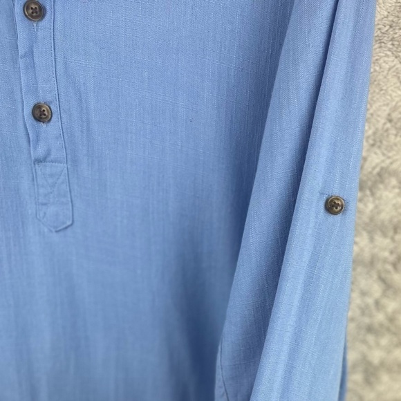 D. LAND Blue Pop Over Shirt Parsons Collar - Picture 5 of 11
